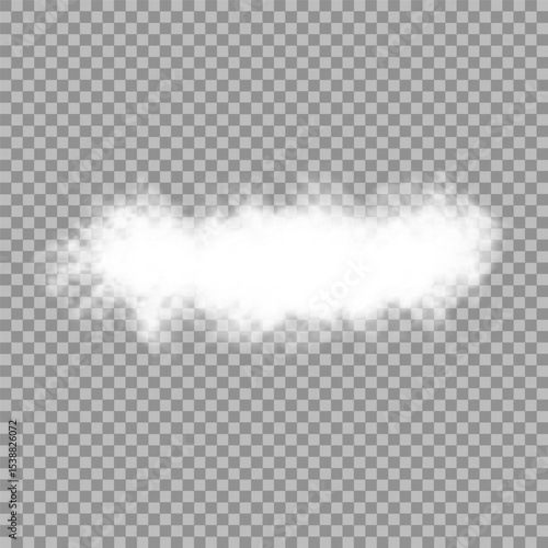 Cloud art or smoky air illustration. White realistic 3D vector isolated cloud on the transparent background.Vector set. Chimney smoke, fog wave or cloud pattern with overlay effect. Cloud, smoke, png.
