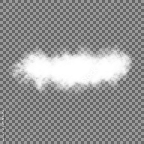 Cloud art or smoky air illustration. White realistic 3D vector isolated cloud on the transparent background.Vector set. Chimney smoke, fog wave or cloud pattern with overlay effect. Cloud, smoke, png.