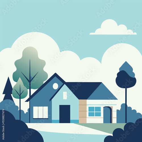 Detailed suburban house architectural design plan