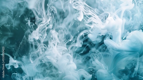 Wallpaper Mural Ethereal ink cloud floating in water with dreamy blue and silver swirls, featuring translucent layers that create a mystical atmosphere through soft light refraction Torontodigital.ca