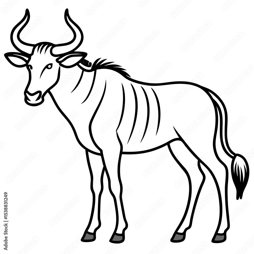 Obraz premium Wildebeest Profile Minimal Linework