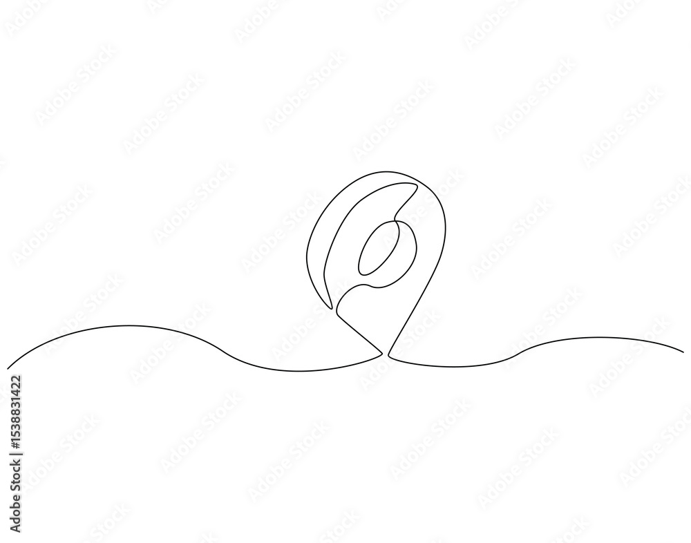 Obraz premium Continuous one line drawing of location pin. One line drawing illustration of GPS pin marker. Navigation and direction concept single line. Editable outline