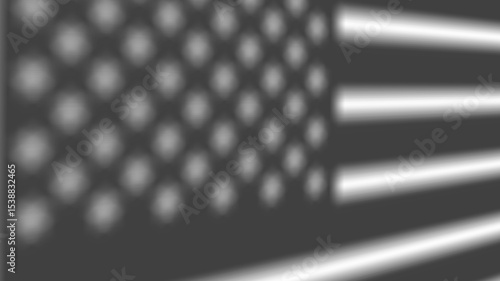 American flag shadow overlay moving softly in sunlight. Transparent background with natural blur, perfect for summer light effects, presentation overlays, or elegant patriotic visuals.