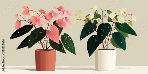 Two charming flowering plants adorn a simple, elegant design. The image showcases a blend of nature's beauty with a touch of sophistication.