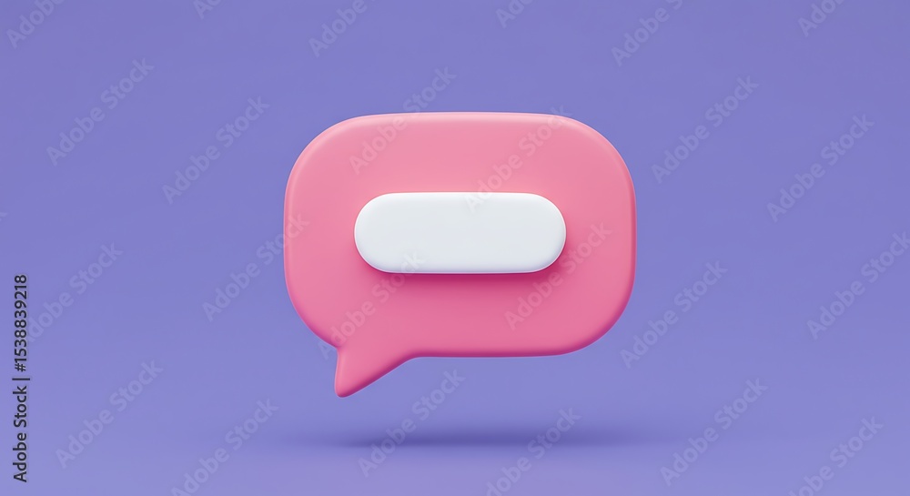 Pink Speech Bubble Icon on Purple Background Pink Speech Bubble Icon on Purple Background
