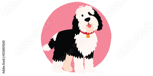 A charming, illustrated dog...