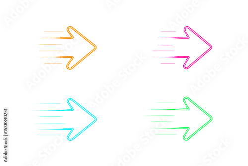 Colorful arrows in motion representing speed and direction in a digital graphic design