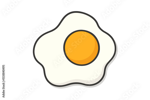 Creative illustration of a sunny side up egg with a bright yellow yolk on a plain background