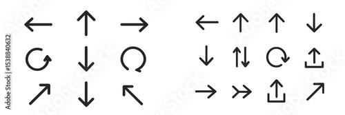 Directional arrows and symbols representing navigation and movement in minimalist design style