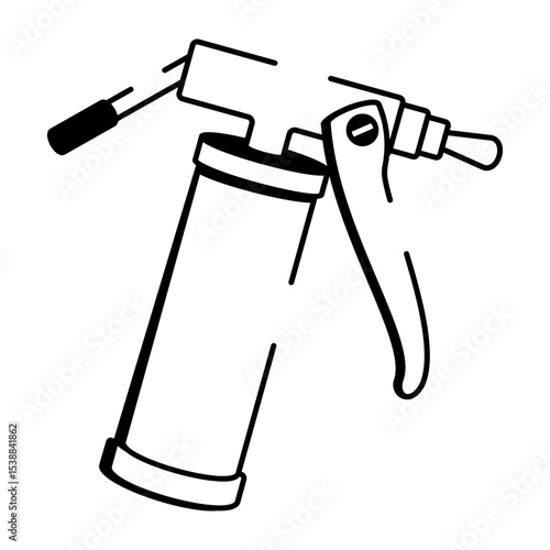 Drawing style icon showing a grease gun tool
