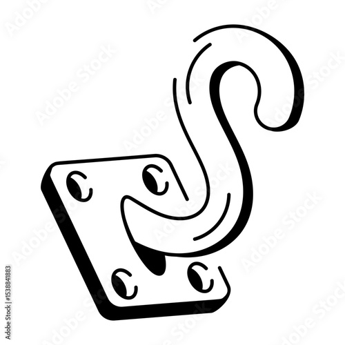 A hand drawn style icon of a gear hook 
