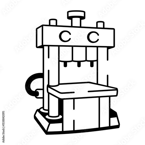 A sketchy style icon of hydraulic press machine
