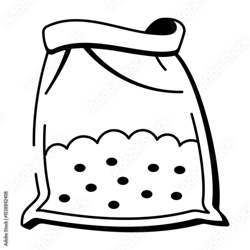 A hand drawn style icon of pellet bag
