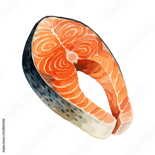 Fresh Raw Salmon Steak Vector Illustration