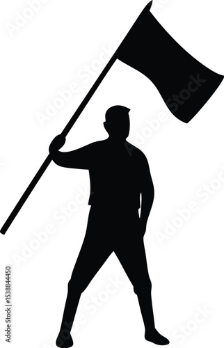 man holding a flag silhouette vector illustration