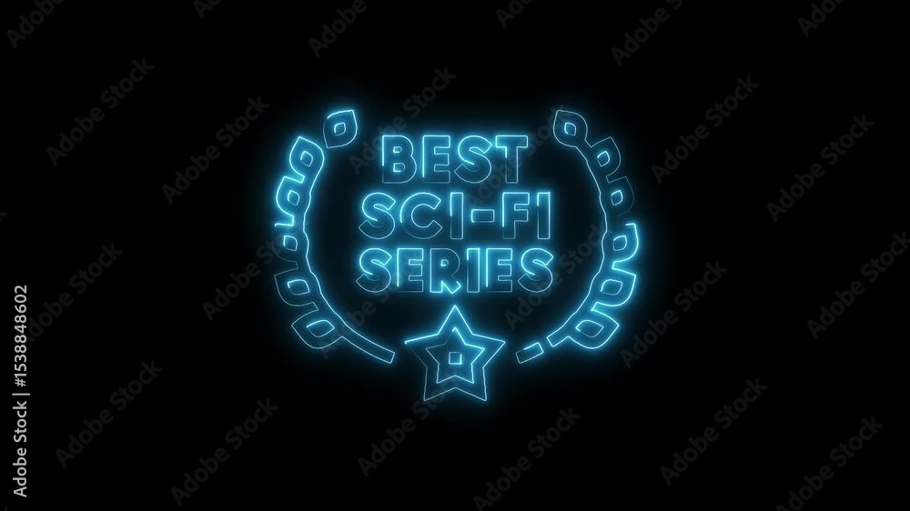 Animated best scifi series award in neon style glowing on black background loopable Animated best scifi series award in neon style glowing on black background loopable