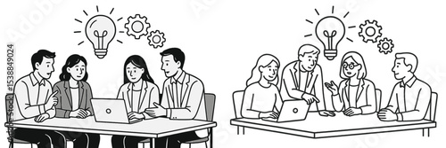 Team members collaborating on innovative ideas during a brainstorming session in a modern office setting