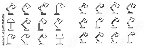 Variety of desk lamps in minimalist style displayed in rows for creative interior design inspiration