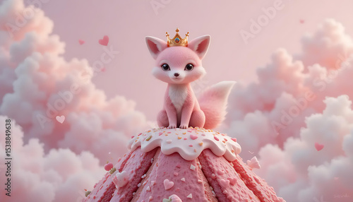 Sugar Realm: Crowned Fox in a Dessert Kingdom