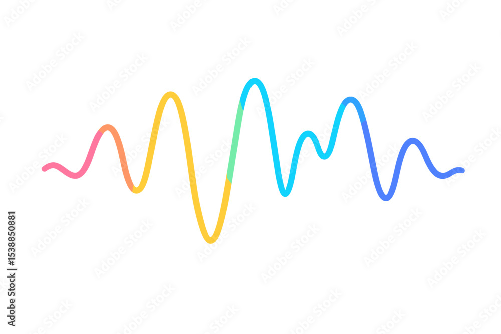 Vibrant sound wave illustration in multicolor design showcasing rhythm and energy in a modern style