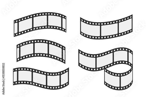 Film strips arranged in various orientations showcasing blank frames for creative design projects