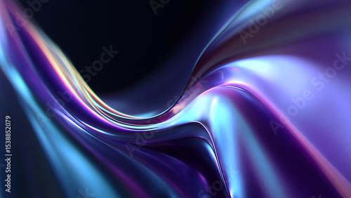 Abstract Wavy Fluid Background with Neon Light Effects. Futuristic Design Wallpaper Concept