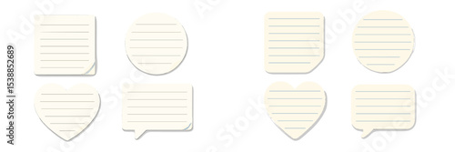 Blank note templates featuring various shapes for personal or professional use, ideal for reminders or messages