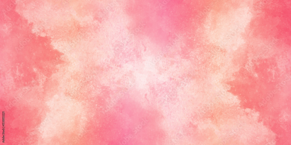 Fototapeta premium Beautiful watercolor art background. Pink and yellow shades aquarelle painted paper textured stain element for text design, Watercolor texture for cards, flyers, poster, banner background.