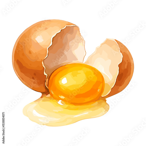 Broken Chicken Egg with Egg Yolk Inside