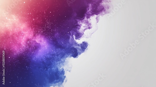 Abstract nebulae with pink blue and purple swirls and twinkling stars flowing into white