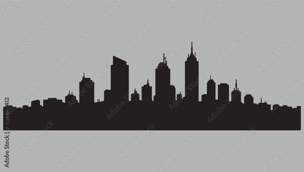Fototapeta premium City Skyline Silhouette Illustration