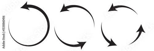 Circle arrow icon set. Rotate arrow icon, refresh and reload icon vector illustration. 
