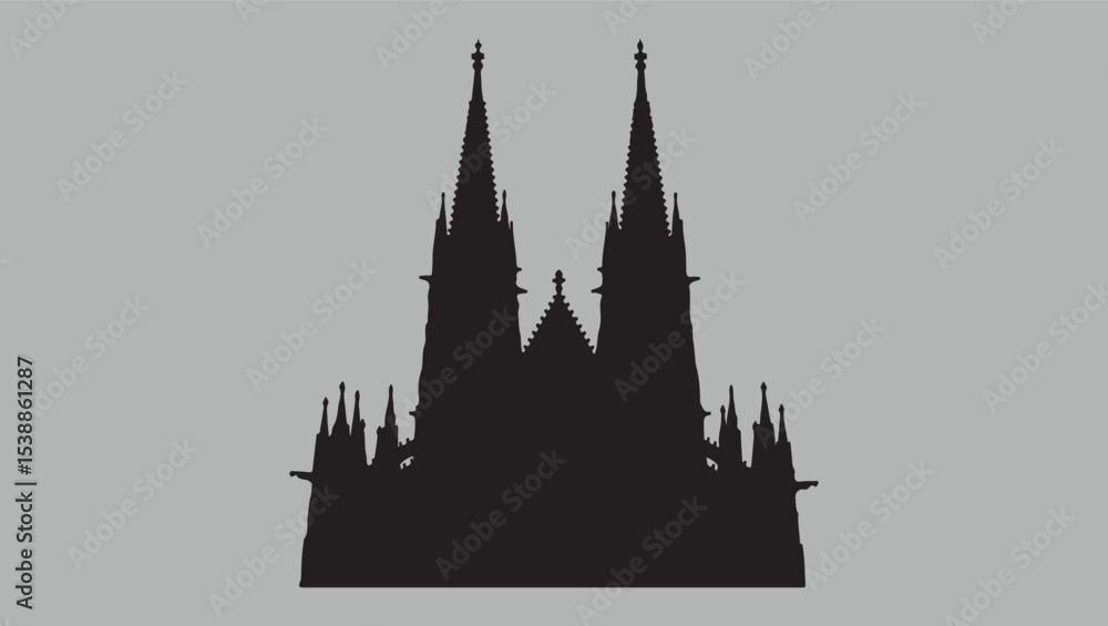 Naklejka premium Cathedral Silhouette Illustration