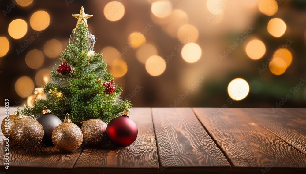christmas tree with toys on wooden table christmas tree with toys on wooden table