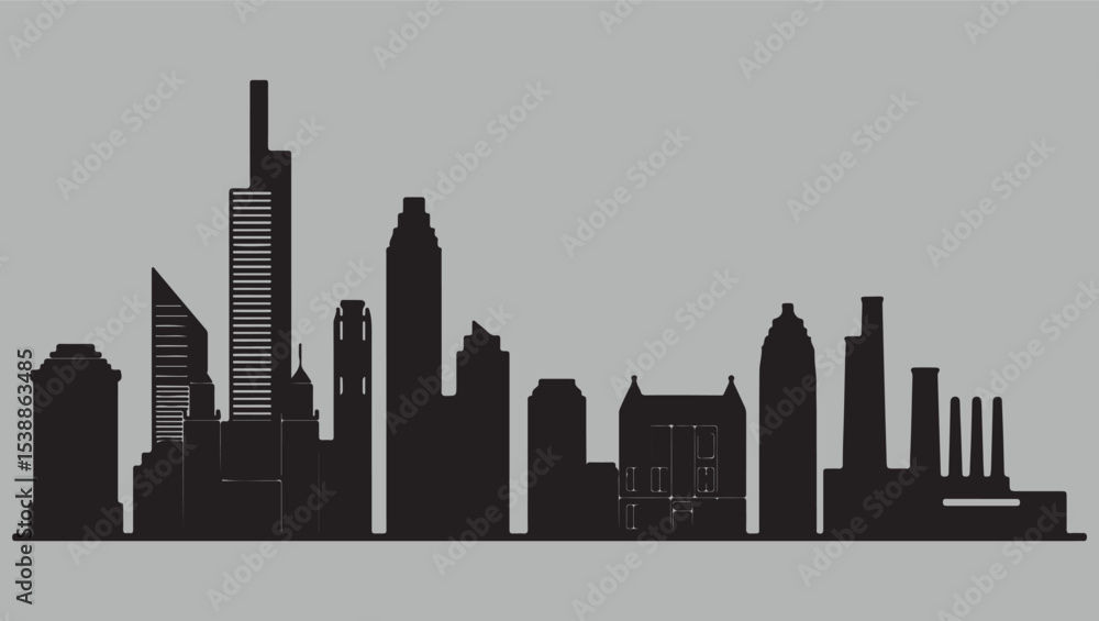 Fototapeta premium Cityscape Silhouette Illustration