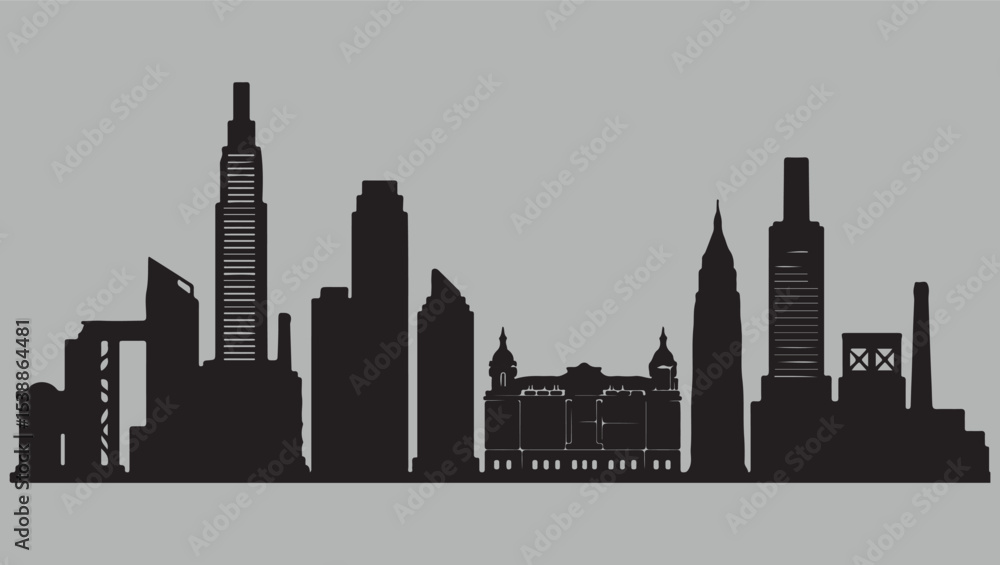 Naklejka premium City Skyline Silhouette Illustration