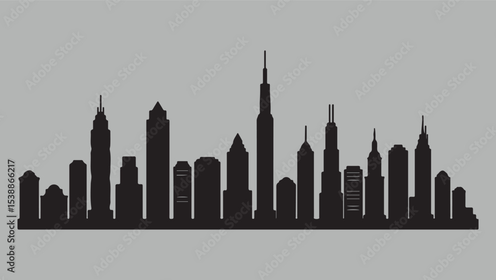 Fototapeta premium Cityscape Silhouette Illustration