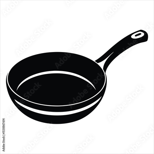 Cooking Pan Silhouette Vector Illustration – Kitchenware Icon, Frying Pan, Culinary Tool, Home Cooking, and Food Preparation Graphic Design for Culinary and Kitchen Projects