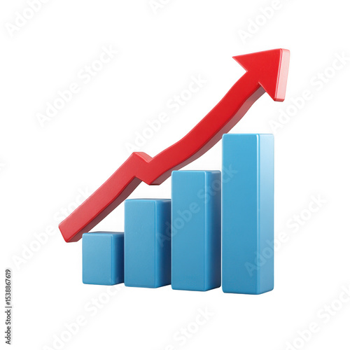 3d bar graph with upward red arrow isolated on transparent background Free Download 3d bar graph with upward red arrow isolated on transparent background - GFXLoad