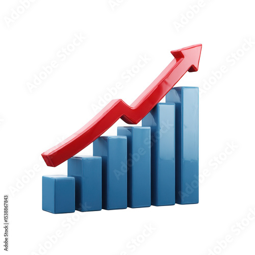 3d red arrow rising above blue bar graph isolated on transparent background Free Download 3d red arrow rising above blue bar graph isolated on transparent background - GFXLoad