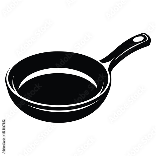 Cooking Pan Silhouette Vector Illustration – Kitchenware Icon, Frying Pan, Culinary Tool, Home Cooking, and Food Preparation Graphic Design for Culinary and Kitchen Projects