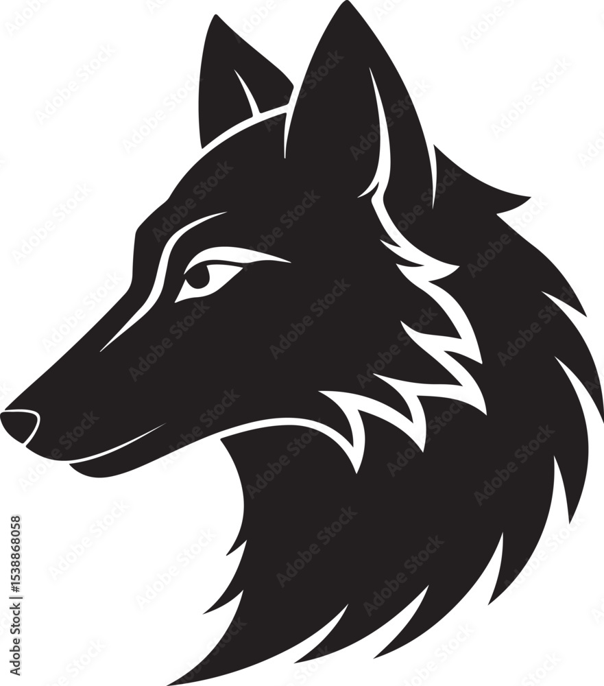 Naklejka premium Wolf head silhouette 