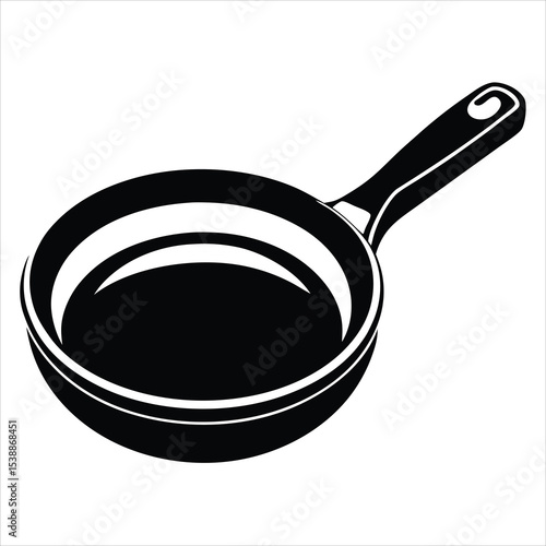 Cooking Pan Silhouette Vector Illustration – Kitchenware Icon, Frying Pan, Culinary Tool, Home Cooking, and Food Preparation Graphic Design for Culinary and Kitchen Projects