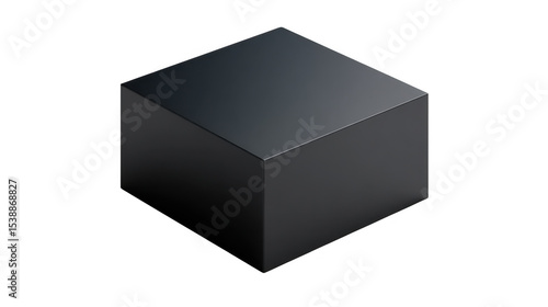 Dark gray cube 3d render isolated on transparent background