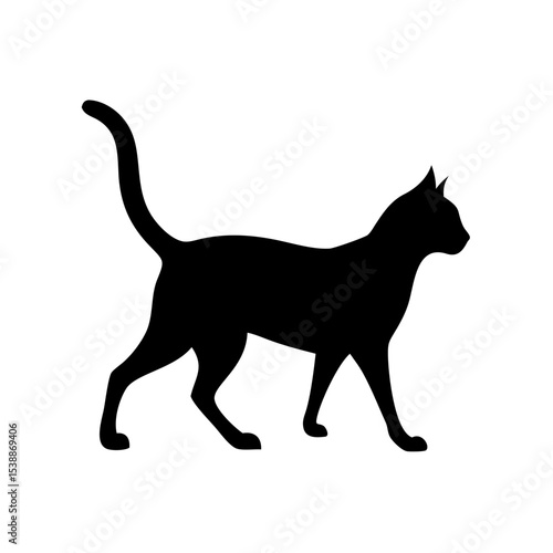 Cat Silhouette Icon – Black Kitty Outline for Pet Shop Branding, Animal Shelter Logo, Veterinary Graphics, Feline Art, or Cat Lover Merchandise


