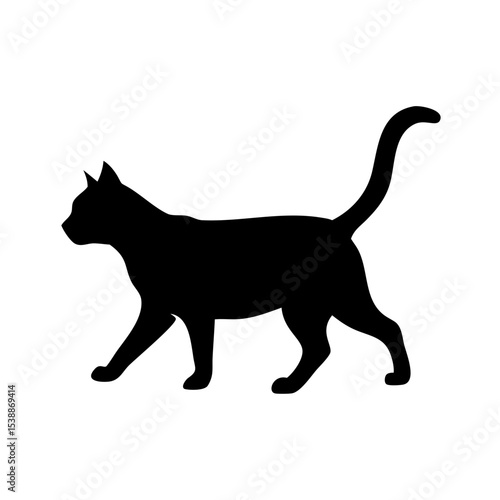 Cat Silhouette Icon – Black Kitty Outline for Pet Shop Branding, Animal Shelter Logo, Veterinary Graphics, Feline Art, or Cat Lover Merchandise

