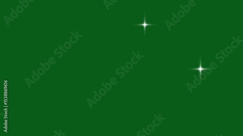 Sparkling stars Shine animation. Starlight, twinkling Stars effect, blinking light effect on transparent green background. Fairy shining flashing magic twinkle stars starlight on chroma key. 4k