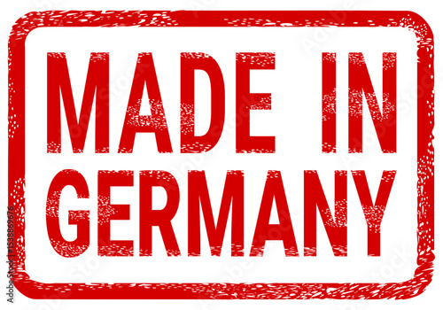 Dirty red stamp mark "MADE IN GERMANY" surrounded by a rounded frame (cut out)