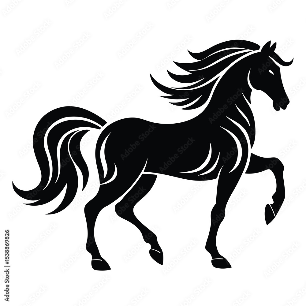 Majestic Horse Silhouette Vector Illustration – Equestrian Icon, Wild Horse, Farm Animal, Nature and Wildlife Design for Outdoor, Ranch, and Animal-Themed Projects Majestic Horse Silhouette Vector Illustration – Equestrian Icon, Wild Horse, Farm Animal, Nature and Wildlife Design for Outdoor, Ranch, and Animal-Themed Projects