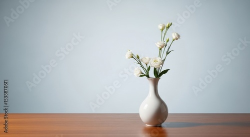 Wallpaper Mural White Carnations in a Vase on a Wooden Table Torontodigital.ca
